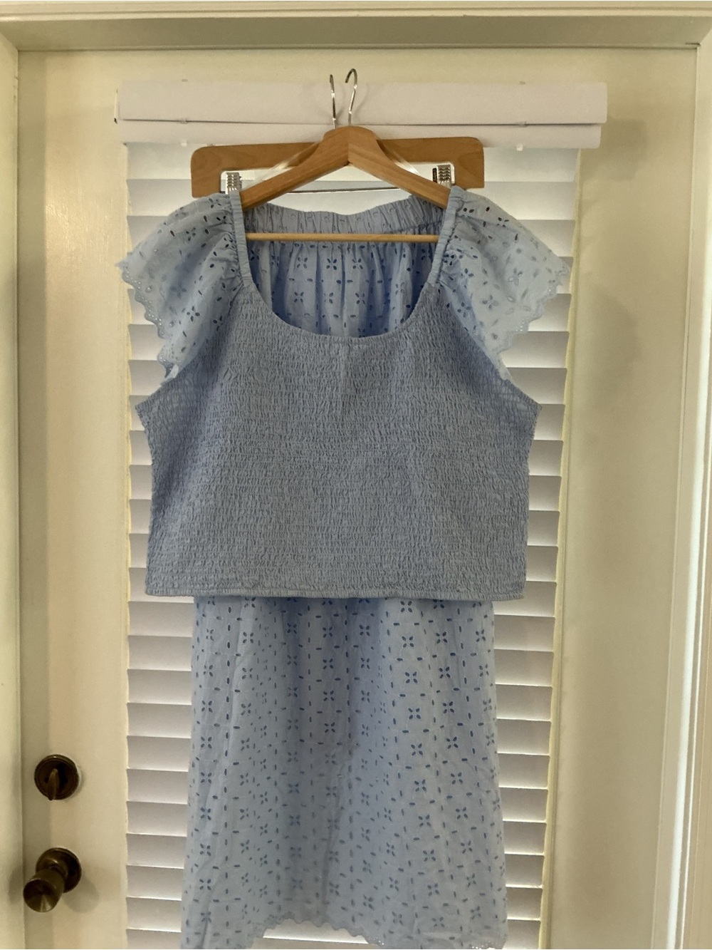 Universal Thread Light Blue Smocked Eyelet Sleeve Dress